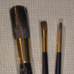 NEW Estee Lauder 3 Pc Blush Eyeshadow Lip Brush Makeup Blue Sealed Brush Set NIP